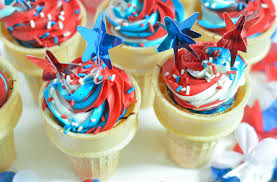 It's all about the red, white and blue over here for the upcoming holiday. Fourth Of July Food Red White And Blue Cupcakes In Ice Cream Cone