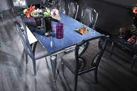 By harper & bright designs (3) Casa Padrino Luxury Baroque Dining Room Set Blue Gray Silver Dining Table And 4 Dining Chairs Baroque Dining Room Furniture