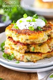 Loaded Mashed Potato Cakes Man This Looks Like Comfort Food At Its Finest Best Potato Recipe Ever Yum Potato Cakes Recipe Recipes Mashed Potato Cake Recipe