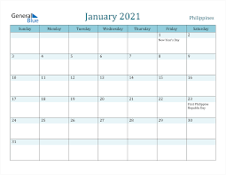 January 2021 Calendar Philippines Just free download january 2021 printable calendar file as pdf format, open it in acrobat reader or another program that can display. january 2021 calendar philippines