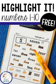 Numbers 1 10 Highlight It Free Kindergarten Math Activities Number Words Number Words Worksheets