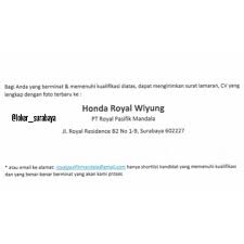 Alamat grand slipi tower, 7a floor jl. Loker Surabaya Lowongan Kerja Honda Royal Wiyung Facebook