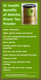 10 Health Benefits Of Matcha Green Tea Powder Infographic A Day Some great choices are david's tea and teaorganics which both carry specialty teas and both loose and bagged green tea have zero calories. matcha green tea powder