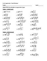 Some of the worksheets displayed are evaluating limits work, evaluating limits date period worksheet will open in a new window. Limits Algebraically Tiered Worksheet With Key 50 Problems Tpt