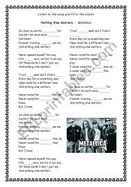7 марта, 202020 мая, 2020 юлия metallica. Metallica Nothing Else Matters Esl Worksheet By Lena Sales
