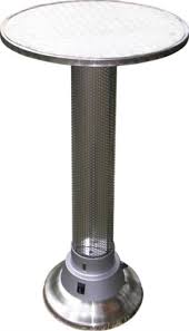 A patio heater (also called a mushroom or umbrella heater) is a radiant heating appliance for generating thermal radiation for outdoor use. Pub Table With Built In Electric Heater The Tabletop Warms Up And You Can Set Mugs Of Coffee Or Tea On The Table And They Ll Stay Warm Additional Heat F Patios