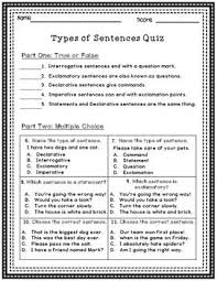 A Perfect Way To Assess Your Students Knowledge Of Declarative Imperative Interrogati Types Of Sentences Types Of Sentences Quiz Types Of Sentences Worksheet