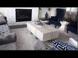 Lined with gray mirrored circles pillows and a light gray velvet barrel back chair facing a glass and nickel hexagonal coffee table, bernhardt paxton coffee table, placed atop a gray geometric wool rug. I Found My Z Gallerie Coffee Table On Facebook Other Cheap Home Finds Youtube