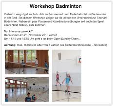 1 pair badminton tennis set badminton racket tennis balls for kids adults sports. Open Sunday Cham Mit Workshop Badminton Zukunft Kinder Cham