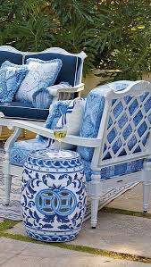 How To Decorate With Blue And White Outdoors Beautiful Blue Patio Blue Decor Blue White Decor