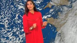 Météo tf1 du 17 juillet 2006. The Red Dress Pleated Tatiana Silva In The Weather Of Tf1 Of The 06 01 2018 Spotern