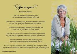 Beautiful Poem Called She Is Gone By David Harkins Funeral Poems Poems Beautiful Funeral Readings