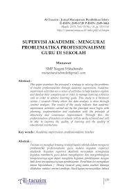 Beberapa kenyataan di lapangan telah membuktikan, seperti Pdf Supervisi Akademik Mengurai Problematika Profesionalisme Guru Di Sekolah