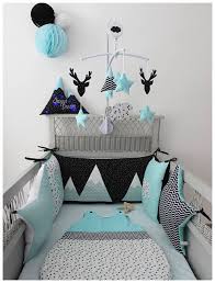 Tour De Lit Etoile Theme Montagne Ice Bear Aqua Et Noir Fluffy Bedding One Bed Bed