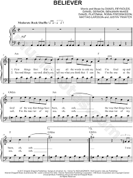Learn to play famous piano songs, easy pieces & fun music, piano technique. Imagine Dragons Believer Sheet Music Easy Piano In A Minor Download Print Sku Mn0178264