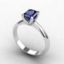 Blue Sapphire Ring 18k White Gold Blue Engagement Solitaire Blue Sapphire Blue Wedding Ri Blue Sapphire Rings Blue Sapphire Wedding Ring White Gold Rings