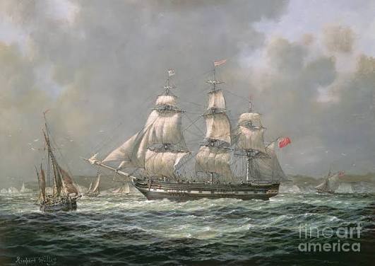 East Indiaman HCS Thomas Coutts off the Needles Isle of Wight Painting by Richard Willis - Fine Art America