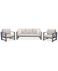 Shop our best selection of outdoor patio lounge chairs to reflect your style and inspire your outdoor space. Furniture Aruba Grey Aluminum Outdoor 3 Pc Seating Set 1 Sofa 2 Club Chairs With Sunbrella Cushions Created For Macy S Reviews Furniture Macy S