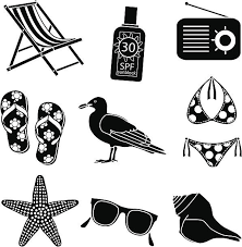 569x600 black and white contour umbrella and beach chair vector. Black And White Beach Vector Art Free Page 5 Line 17qq Com