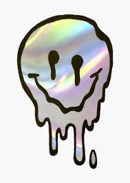 Holographic Drippy Smiley Sticker Seni Desain Grafis Wallpaper Minimalis
