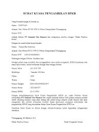 June 25, 2020 by dedi nugroho. Surat Kuasa Pengambilan Bpkb Oto Finance