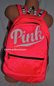 Victoria S Secret Pink Backpack Campus Bookbag Neon Black White Large School Bag Pink Backpack Victoria Secret Pink Backpack Bags