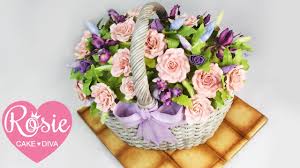 Basket of flowers cake design. How To Make A Basket Of Flowers Cake Youtube