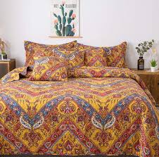 I thought a red and teal rug would look good but im finding it very difficult to find one that isn't very busy in its pattern as i think that would. Amazon Com Tache Hanging Gardens Boho Chic Exotic Yellow Red Blue Floral Colorful Paisley Chevron Reversible Matelasse Bedspread Coverlet 3 Piece Set King Kitchen Dining