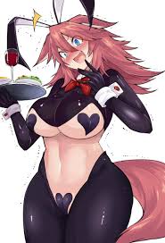 Rule 34 Dev - general:[blue_eyes blush blush_lines breasts  clothing costume female hair inner_ear_fluff open_mouth  red_hair reverse_bunny_costume solo tuft] artist:[reverse_frog]  contributor:[] copyright ...