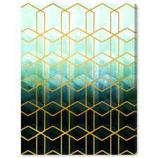 Tropical palm leaf vinyl wallpaper. Runway Avenue Abstract Wall Art Canvas Prints Geometric Eyes Emerald Geometric Green Gold Walmart Com Walmart Com