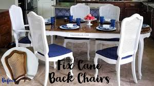 Learn the best way to paint cane back dining room chairs. How To Fix Cane Back Chairs When You Re Not A Professional Tinged Blue