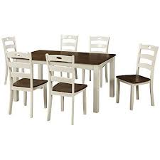 Efd 7pc Dining Room Table Set 6seat Two Tone White Brown Modern Rectangular Wooden Large Formal Ca Dining Room Table Set Table And Chair Sets Dining Room Table