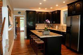 Black kitchen cabinets with black appliances. Kitchen Staggering Kitchen Designs With Dark Appliances