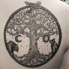 It S Yggdrasil And Skoll And Hati And Jormungandr Norse Tattoo Yggdrasil Tattoo Mythology Tattoos