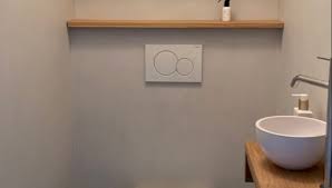 toilet mooie afwerking badkamer muur toilet planken muur