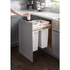 2x50 Qt Top Mt Sc Dbl Trash Can Pullout White Mco 21 W Can Tmd2150w K Cabinetparts Com