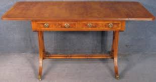 Regency Style Burr Yew Wood And Mahogany 2 Drawer Drop Leaf Sofa Table Mahogany Sofa Table Sofa Table Coffee Table Wood