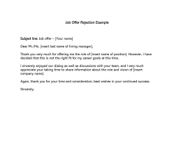 Formal Rejection Letter To Decline Job Offer Sample Letters Emails