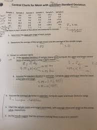 Solved Control Charts For Mean With Unknown Standard Dev