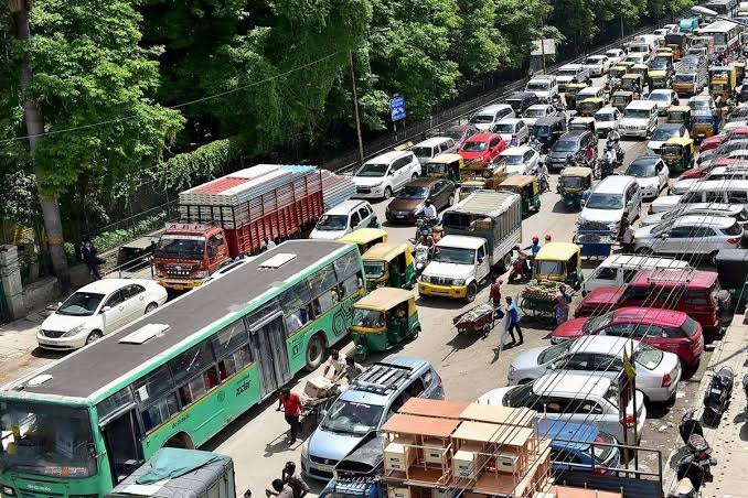 Heavy traffic on Varanasi roads — autos, motorcycles and pedestrians all competing for space