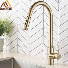 Maybe you would like to learn more about one of these? Quyanre Brushed Gold Kitchen Faucet Pull Out Kitchen Sink Water Tap Single Handle Mixer Tap 360 Rotation Kitchen Shower Faucet Kitchen Faucets Aliexpress