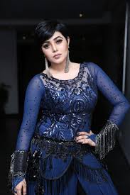 Poorna Kasim Boys Cut Hairstyle Stunning New Look Photos in blue dress -  Glamorous Indian Models