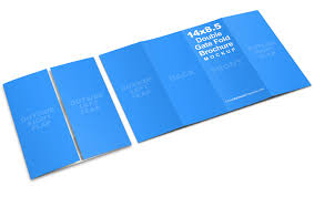 You can modify the background colour according to your requirements. 14 X 8 5 Double Gate Fold Brochure Mockup Cover Actions Premium Mockup Psd Template