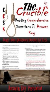 Arthur Miller S The Crucible Comprehension Reading Questions This Or That Questions Reading Comprehension Questions Comprehension