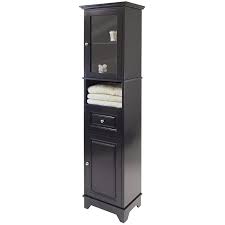 All home 40 x 189cm free standing tall bathroom cabinet reviews. Bowery Hill Tall Bathroom Storage Cabinet With Glass Door Adjustable Top Shelf And Drawer Fits Tight Corners And Narrow Space Solid Wood In Black Walmart Com Walmart Com