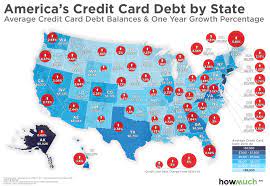 The most common categories of debt affecting households are credit card debt, mortgages, auto loans, and student loans, per nerdwallet. Us Credit Card Debt By State 2019 Mapporn