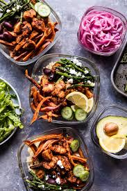 Bake sweet potatoes whole or in halves, then peel and mash or puree and use that for the base of your bowl. 17 Non Boring Ways To Eat Chicken And Sweet Potatoes Self