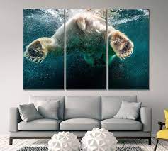Swimming Polar Bear Underwater Poster Amazing Photo Art Etsy Animal Wall Art Canvas Art Prints Scenic Wall Art