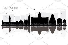 Black And White City Skyline Drawing Chennai City Skyline Skyline Drawing City Skyline Silhouette City Skyline