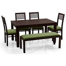 Along with 6 wood 17 1/2 x 16 1/2 x 18 seat height, chair back 39 1/2 from floor, chairs that easily accomodate seat cushions. Solid Wood 6 Seater Dining Table Sets Check 16 Amazing Designs Buy Online Urban Ladder
